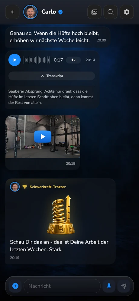 Persönliche Betreuung von Carlo mit Sprachnachricht